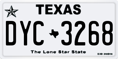TX license plate DYC3268