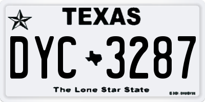 TX license plate DYC3287