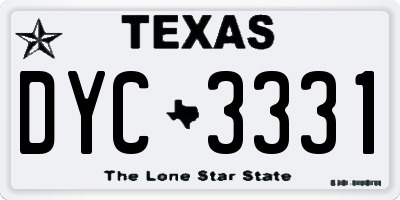 TX license plate DYC3331