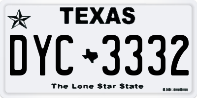 TX license plate DYC3332