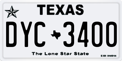 TX license plate DYC3400