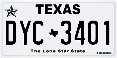 TX license plate DYC3401