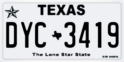 TX license plate DYC3419