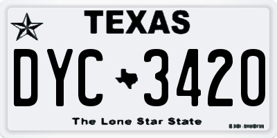 TX license plate DYC3420