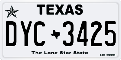 TX license plate DYC3425