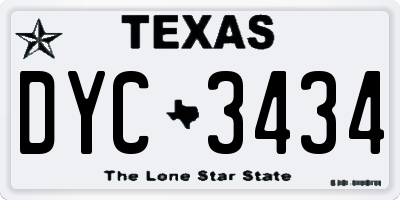 TX license plate DYC3434