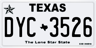 TX license plate DYC3526