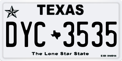 TX license plate DYC3535