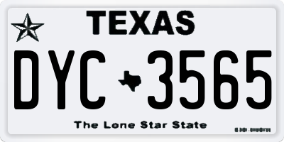 TX license plate DYC3565