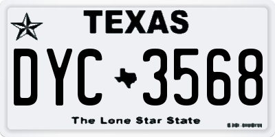 TX license plate DYC3568
