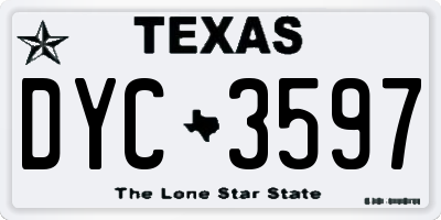 TX license plate DYC3597
