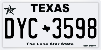 TX license plate DYC3598
