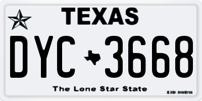 TX license plate DYC3668