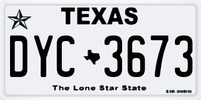 TX license plate DYC3673