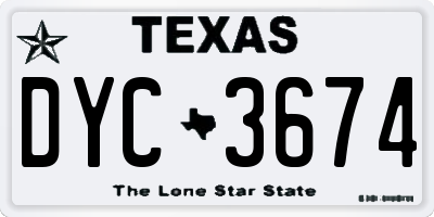TX license plate DYC3674