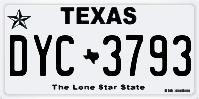 TX license plate DYC3793