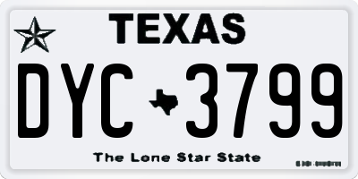 TX license plate DYC3799