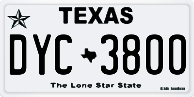 TX license plate DYC3800