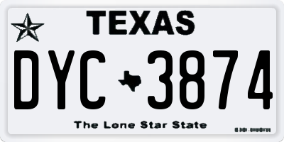 TX license plate DYC3874