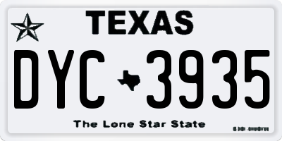 TX license plate DYC3935