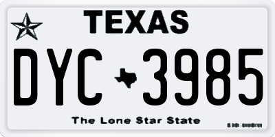 TX license plate DYC3985