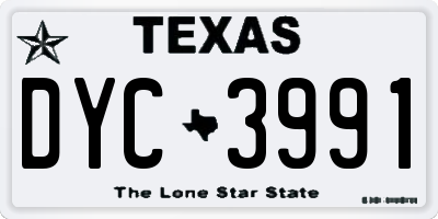 TX license plate DYC3991