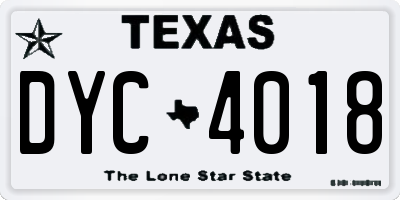 TX license plate DYC4018