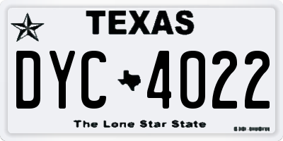 TX license plate DYC4022