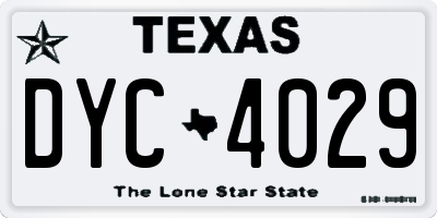 TX license plate DYC4029