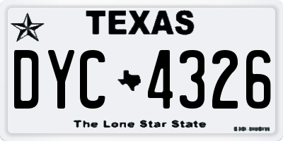 TX license plate DYC4326