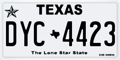 TX license plate DYC4423