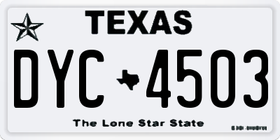 TX license plate DYC4503
