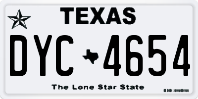 TX license plate DYC4654