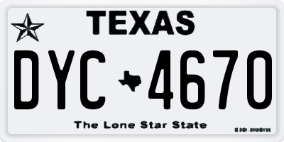 TX license plate DYC4670