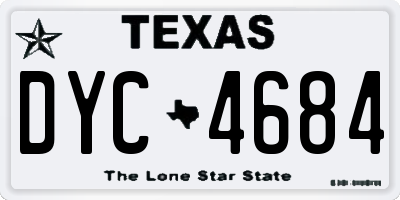 TX license plate DYC4684
