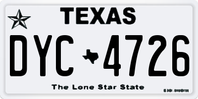 TX license plate DYC4726