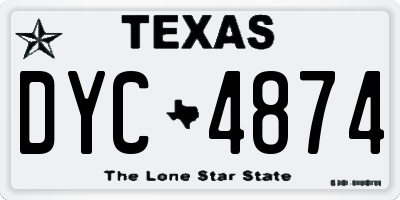 TX license plate DYC4874