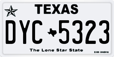 TX license plate DYC5323