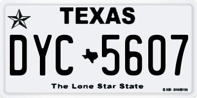TX license plate DYC5607