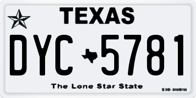 TX license plate DYC5781