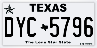 TX license plate DYC5796