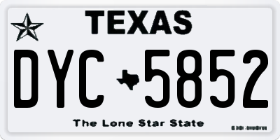 TX license plate DYC5852