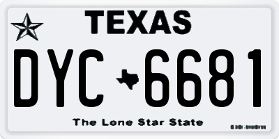 TX license plate DYC6681