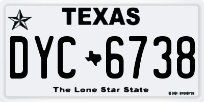 TX license plate DYC6738