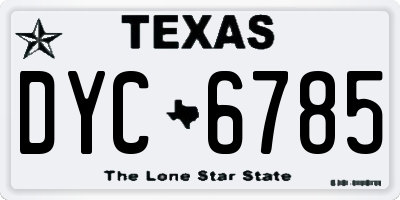 TX license plate DYC6785