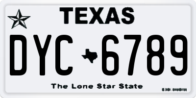TX license plate DYC6789