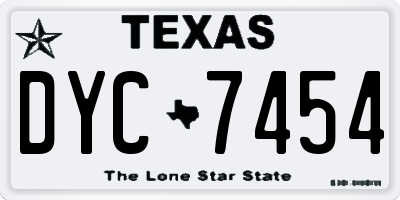 TX license plate DYC7454
