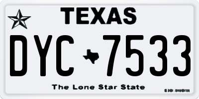 TX license plate DYC7533