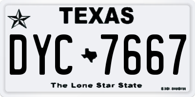 TX license plate DYC7667