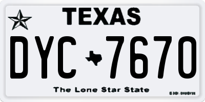 TX license plate DYC7670